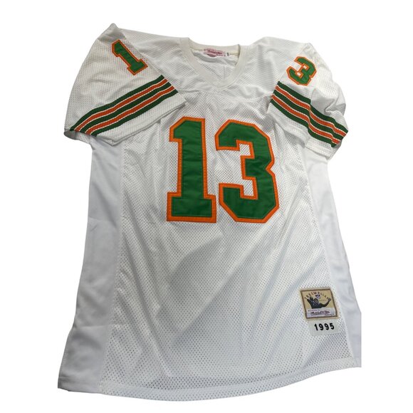 Mitchell Ness Miami Hurricanes #13 Football Jersey White  green Size 54 SKU 9004 - Picture 1 of 13